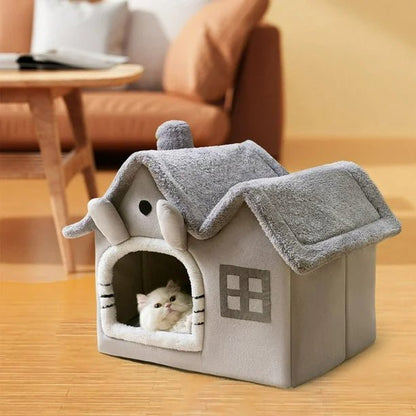Niche pour chat avec cheminée, refuge douillet et confortable