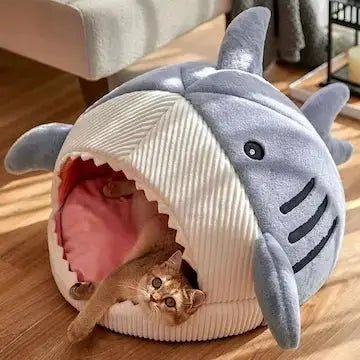 Niche requin bleu pour chat - refuge douillet anti-stress