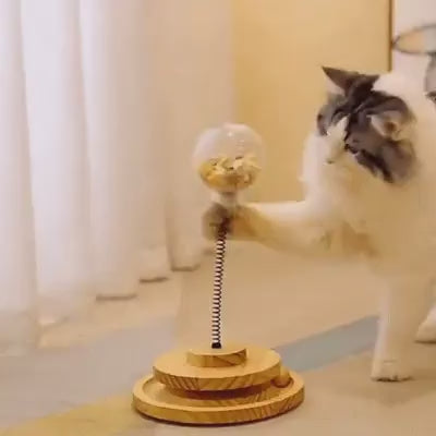Vidéo : Jouet interactif pour chat en bois avec distributeur de croquettes