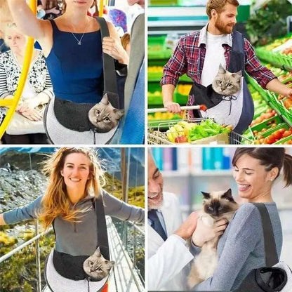 Sac à Bandoulière Respirant en Maille Oxford pour Chat - Pattes d'or