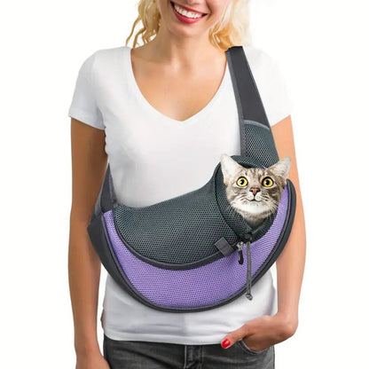 Sac à Bandoulière Respirant en Maille Oxford pour Chat - Pattes d'or