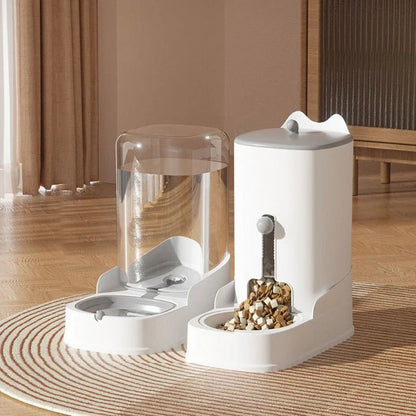 Set distributeur automatique eau 4.4L et croquettes 3.2L pour chat et petit chien