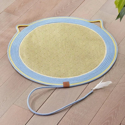 Tapis Rafraîchissant et Griffoir 2 - en - 1 en Rotin Naturel pour Chat - Pattes d'or