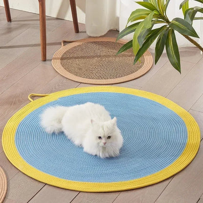 Tapis Rafraîchissant et Griffoir 2 - en - 1 en Rotin Naturel pour Chat - Pattes d'or