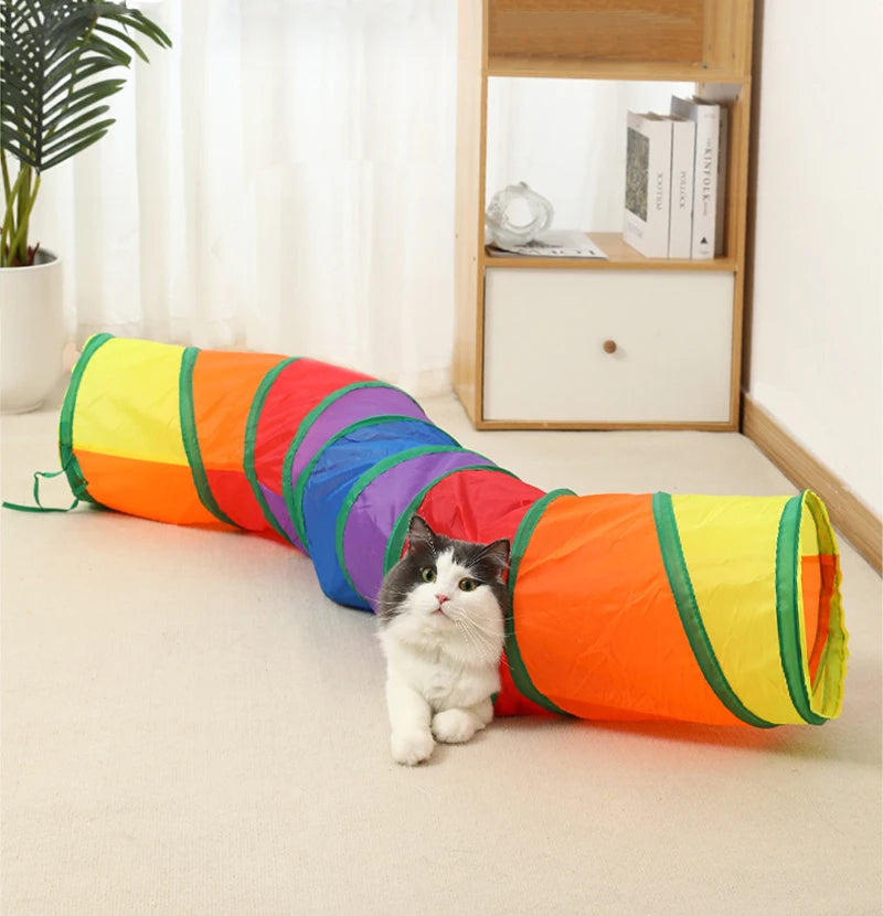Tunnel de jeu pour chat forme S – jouet interactif coloré