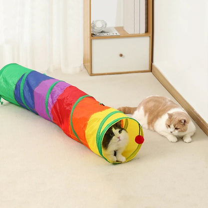 Tunnel pliable pour chat en forme droite – design coloré