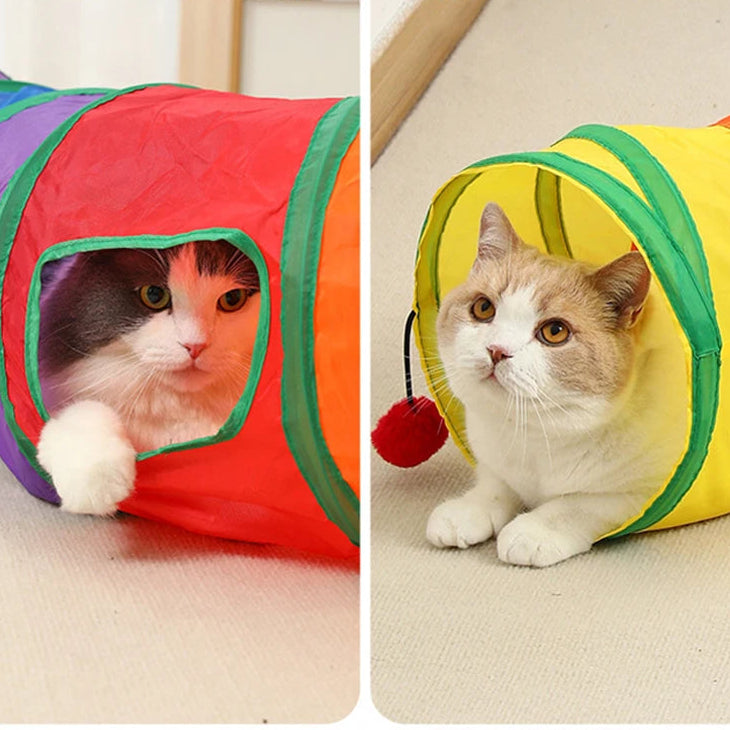 Tunnel arc-en-ciel pour chat – pliable et amusant