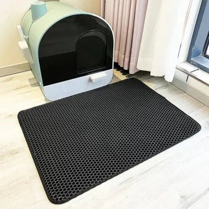 Tapis Anti - Litière Chat : Stop aux Projections | Double Couche - Pattes d'Or